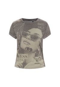 Guess T-Shirt 176423 Brązowy Classic Fit. Kolor: brązowy