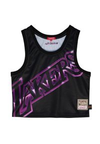 Mitchell & Ness - Damska koszulka crop Lakers big face 4.0. Kolor: czarny. Sport: koszykówka #1