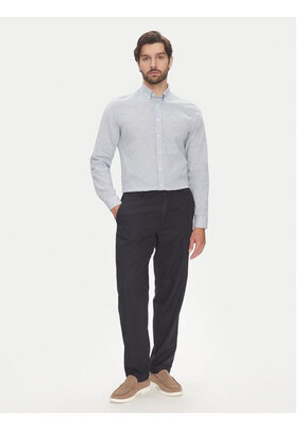 Lindbergh Koszula 30-203344B Błękitny Relaxed Fit. Kolor: niebieski. Materiał: bawełna