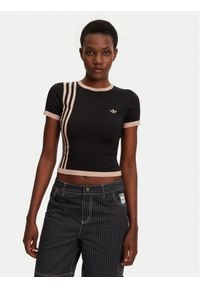 Adidas - adidas T-Shirt Knitted 3-Stripes JJ0960 Czarny Slim Fit. Kolor: czarny. Materiał: wiskoza #1
