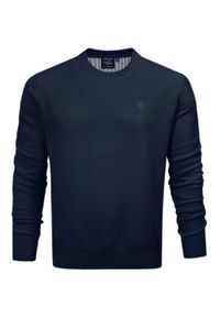 Lekki Sweter Bawełniany - Okrągły Dekolt - Pako Jeans - Granatowy. Kolor: niebieski. Materiał: bawełna. Styl: klasyczny, elegancki