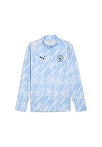 Puma - Męska bluza przedmeczowa z zamkiem 1/4 Manchester City PUMA Silver Sky Blue. Kolor: niebieski