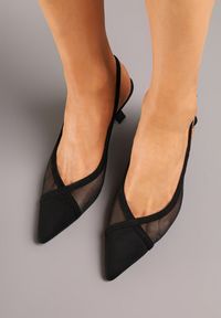 Renee - Czarne Przezroczyste Sandały na Kaczuszce Typu Slingback Atilessa. Zapięcie: sprzączka. Kolor: czarny. Materiał: jeans. Sezon: lato. Obcas: na szpilce. Styl: klasyczny, elegancki, wizytowy #5