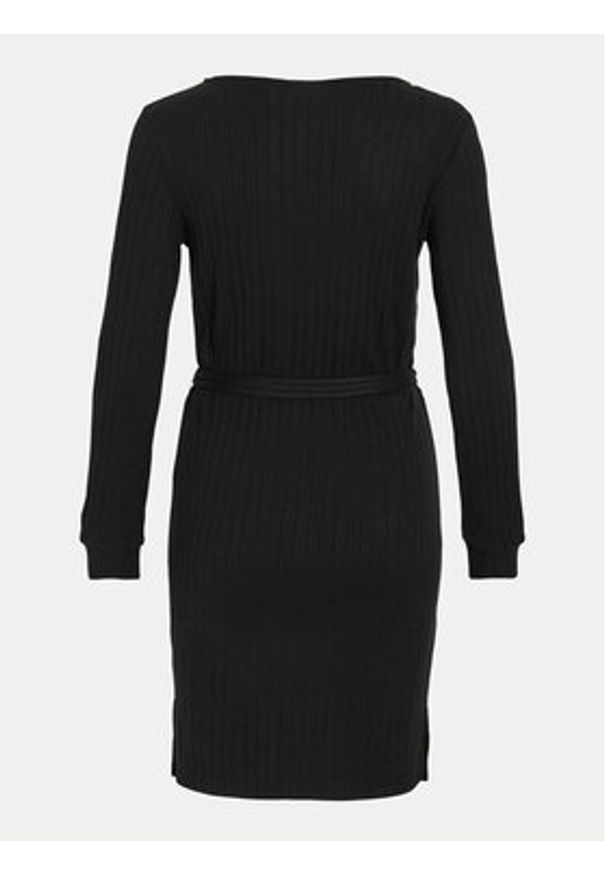 Vila Sukienka dzianinowa Divia 14095845 Czarny Regular Fit. Kolor: czarny. Materiał: wiskoza, syntetyk
