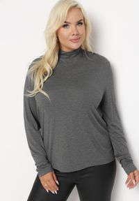 Born2be - Szary Golf Niinisto. Okazja: na co dzień. Typ kołnierza: golf. Kolekcja: plus size. Kolor: szary. Długość: długie. Wzór: jednolity. Materiał: jeans, skóra, dzianina. Długość rękawa: długi rękaw. Styl: casual, elegancki #4