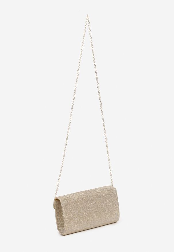 Born2be - Złota Torebka Kopertówka z Połyskiem z Dodatkowym Łańcuszkiem Senielis. Kolor: złoty. Styl: elegancki, wizytowy, casual