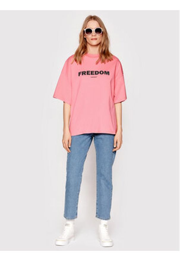 Americanos T-Shirt Unisex Brooklyn Heavy Jersey Różowy Oversize. Kolor: różowy. Materiał: bawełna, jersey