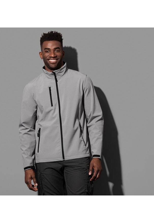 Stedman - Kurtka Przeciwdeszczowa Softshell, Szara, Wiatroszczelna, Turystyczna, Sportowa, Popielata. Okazja: na co dzień. Kolor: szary. Materiał: softshell. Styl: sportowy