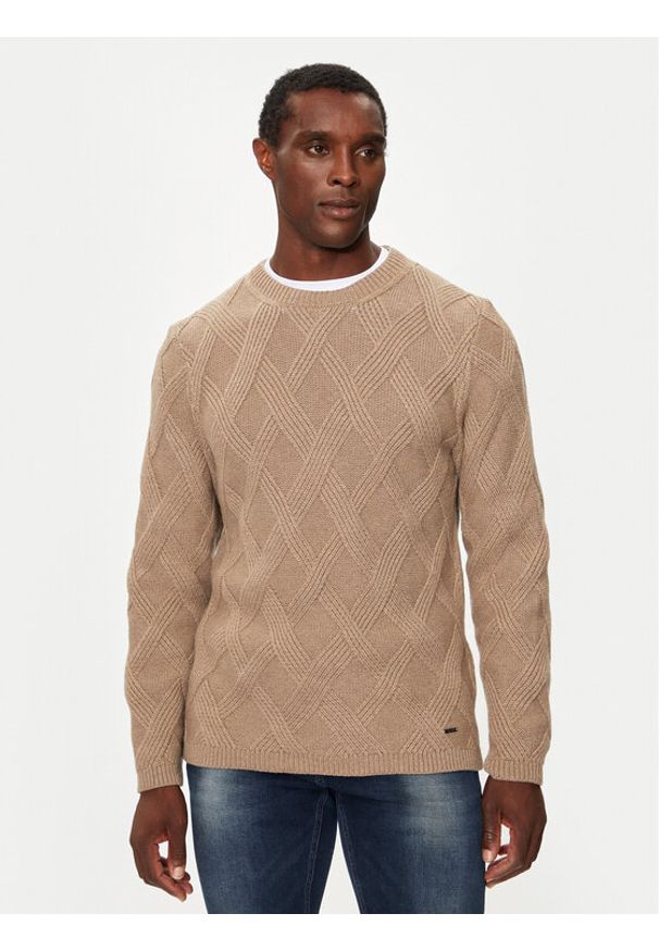JOOP! Sweter 17 JK-28Diamondo 30043058 Beżowy Modern Fit. Kolor: beżowy. Materiał: syntetyk, wiskoza