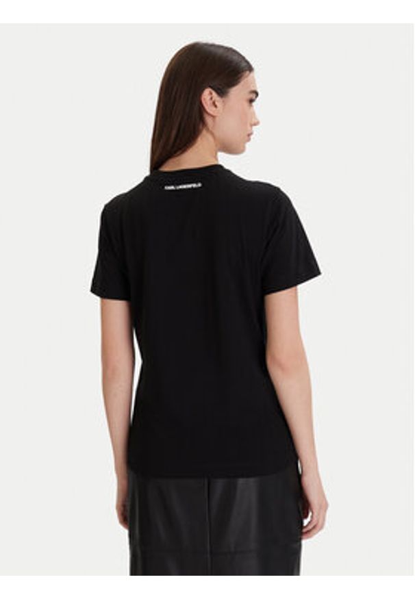 Karl Lagerfeld - KARL LAGERFELD T-Shirt A1W17129 Czarny Regular Fit. Typ kołnierza: dekolt w karo. Kolor: czarny. Materiał: bawełna
