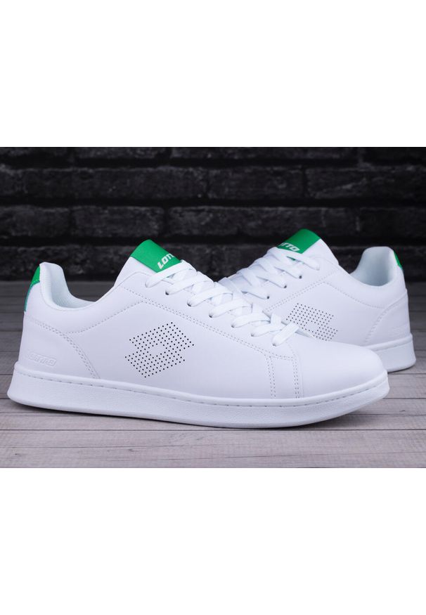 LOTTO - Buty męskie sportowe trampki Lotto BURGAS. Kolor: biały, wielokolorowy, zielony