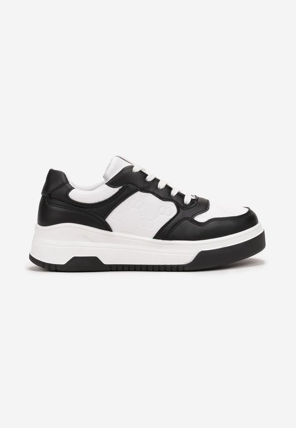 Born2be - Czarno-Białe Sneakersy na Grubej Podeszwie Lessa. Kolor: czarny