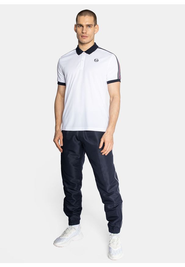 SERGIO TACCHINI - Koszulka męska Polo biała Sergio Tacchini Nabo WHT/BLU. Okazja: na co dzień, na spotkanie biznesowe. Typ kołnierza: polo. Kolor: biały. Materiał: dresówka. Styl: biznesowy, młodzieżowy, casual