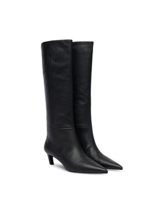 Calvin Klein Kozaki Ess Kitten Heel Long Boots HW0HW02690 Czarny. Kolor: czarny. Materiał: skóra