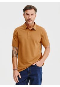 Pako Lorente - PAKO LORENTE – Męski t-shirt polo w kolorze beżowym. Okazja: na co dzień. Typ kołnierza: polo. Kolor: zielony, beżowy, brązowy. Materiał: bawełna, poliester. Styl: casual