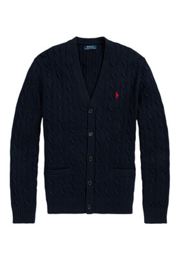 Polo Ralph Lauren Kardigan 710890548004 Granatowy Regular Fit. Typ kołnierza: polo. Kolor: niebieski. Materiał: bawełna