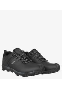 Casu - Czarne buty trekkingowe skórzane sznurowane casu mxc6642-l/8. Kolor: czarny, wielokolorowy, szary. Materiał: skóra