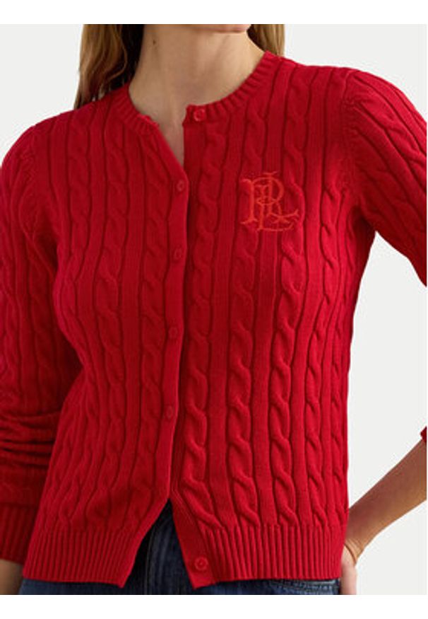 Lauren Ralph Lauren - LAUREN RALPH LAUREN Kardigan 200932225015 Czerwony Regular Fit. Kolor: czerwony. Materiał: bawełna
