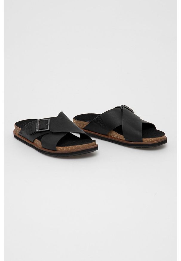 Timberland - Klapki skórzane Amalfi Vibes Cross. Kolor: czarny. Materiał: skóra. Wzór: gładki