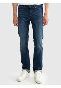 Big-Star - Spodnie jeans męskie dopasowane Tobias 510. Stan: obniżony. Kolor: niebieski. Wzór: napisy #1
