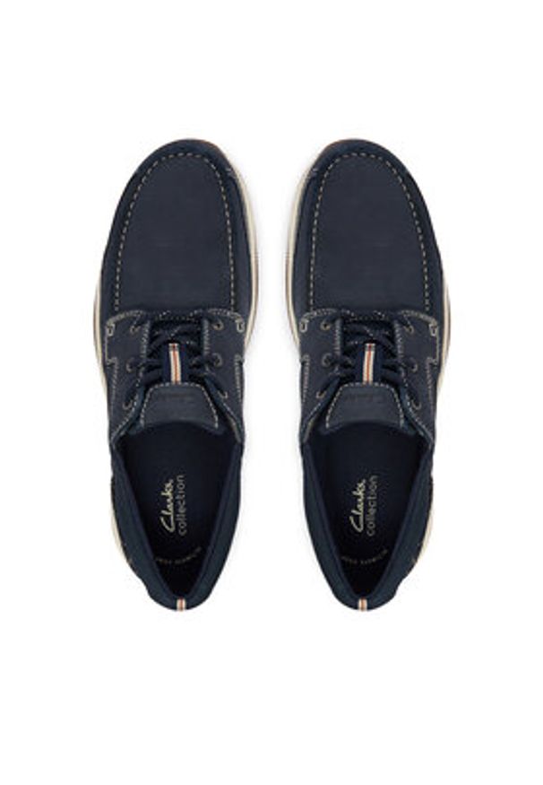 Clarks Półbuty Sailview Lace 26176972 Granatowy. Kolor: niebieski. Materiał: nubuk, skóra