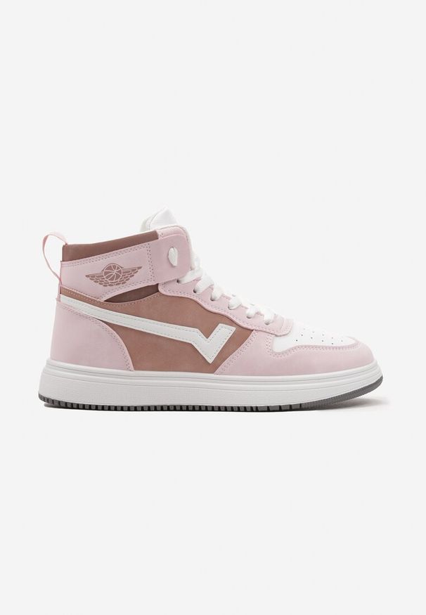 Renee - Różowo-Białe Sneakersy Esspina. Wysokość cholewki: za kostkę. Kolor: różowy. Szerokość cholewki: normalna. Wzór: aplikacja, gładki