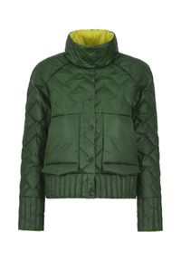 Ochnik - Dwustronna kurtka damska pikowana. Typ kołnierza: kołnierzyk stójkowy. Kolor: zielony. Materiał: nylon #4