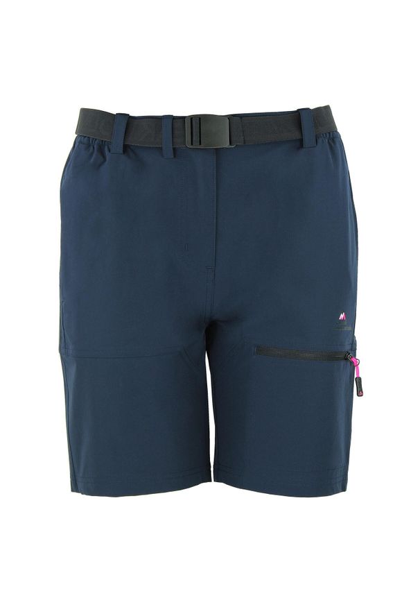 PEAK MOUNTAIN - Szorty z paskiem dla kobiet Peak Mountain. Kolor: szary, niebieski, wielokolorowy. Sport: turystyka piesza