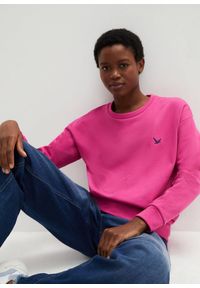 bonprix - Bluza z haftem. Kolor: różowy. Wzór: haft #1