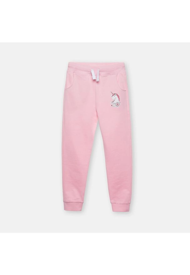 Sinsay - Spodnie dresowe z jednorożcem - Różowy. Kolor: różowy