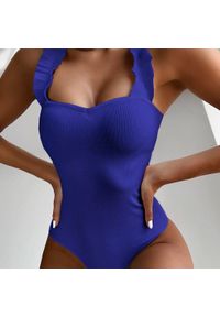 Intica - Strój kąpielowy z ozdobnymi ramiączkami na plażę i basen Berny. Kolor: czarny. Materiał: materiał. Wzór: aplikacja #4