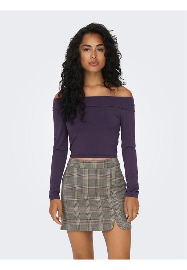 only - ONLY Bluzka 15302593 Fioletowy Slim Fit. Kolor: fioletowy. Materiał: syntetyk