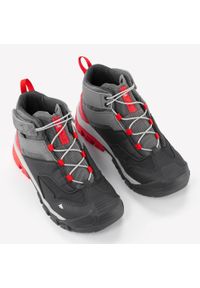 quechua - Buty turystyczne dla dzieci Crossrock Mid wodoodporne. Kolor: szary. Materiał: kauczuk. Szerokość cholewki: normalna. Sport: wspinaczka, turystyka piesza