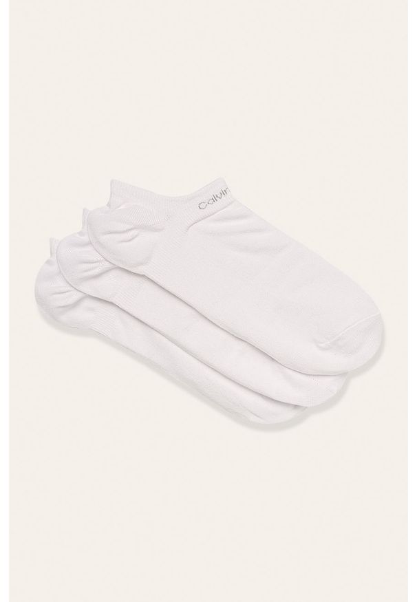 Calvin Klein - Stopki (3-pack). Kolor: biały. Materiał: bawełna, materiał, poliamid, elastan, poliester. Wzór: gładki