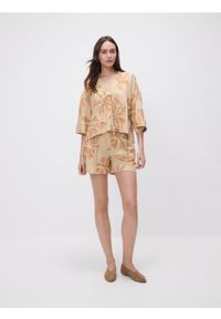 Reserved - Wzorzyste szorty z dodatkiem lnu - wielobarwny. Materiał: len #1