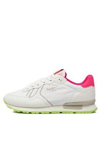Pepe Jeans Sneakersy Brit Neon W PLS40011 Biały. Kolor: biały. Materiał: skóra #3