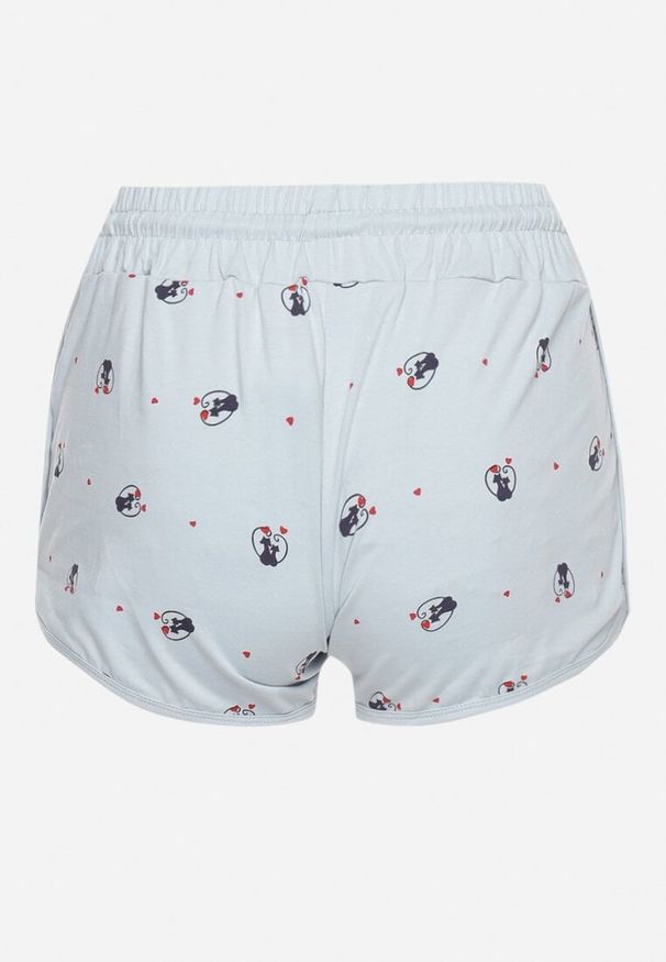 Born2be - Jasnoniebieskie Bawełniane Szorty z Wysokim Stanem i Gumką w Pasie Mertantia. Okazja: na co dzień. Stan: podwyższony. Kolor: niebieski. Materiał: bawełna. Styl: casual