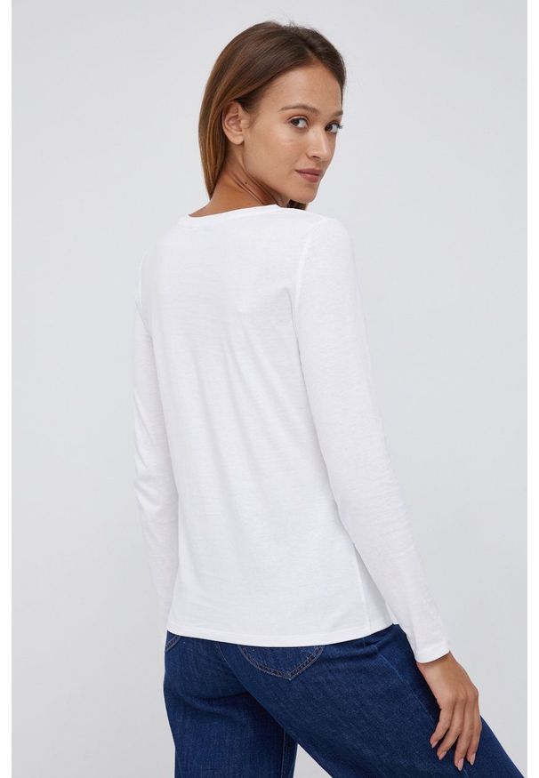 TOMMY HILFIGER - Tommy Hilfiger - Longsleeve bawełniany. Okazja: na co dzień. Kolor: biały. Materiał: bawełna. Długość rękawa: długi rękaw. Wzór: haft. Styl: casual