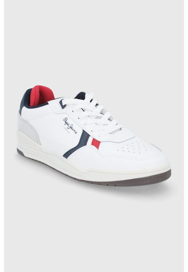 Pepe Jeans - Buty skórzane Kurt Britt. Nosek buta: okrągły. Zapięcie: sznurówki. Kolor: biały. Materiał: skóra