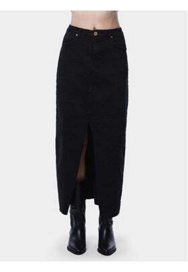 Pieces Spódnica jeansowa Jessie 17150234 Czarny Regular Fit. Kolor: czarny. Materiał: bawełna
