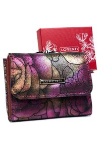 Portfel skórzany LORENTI 55287-MD fioletowy. Kolor: fioletowy. Materiał: skóra. Wzór: kwiaty
