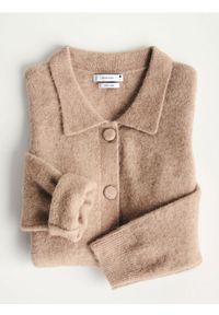 Reserved - Kardigan z domieszką alpaki - brązowy. Kolor: brązowy. Materiał: wełna, dzianina