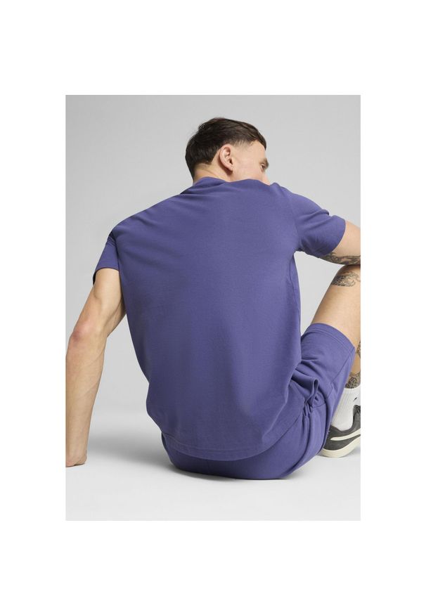 Puma - Męska koszulka Essentials Elevated PUMA Blue Crystal. Kolor: niebieski. Wzór: haft, aplikacja. Sport: fitness