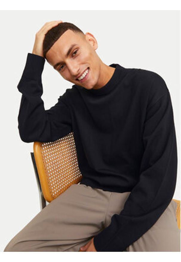 Jack & Jones Sweter Collective 12251556 Czarny Relaxed Fit. Kolor: czarny. Materiał: bawełna