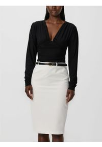 Reserved - Spódnica z paskiem - biały. Kolor: biały. Materiał: tkanina, wiskoza