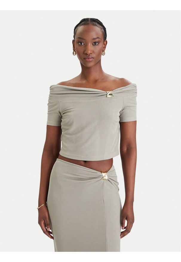 Guess Bluzka W6GP12 K2935 Khaki Regular Fit. Kolor: brązowy