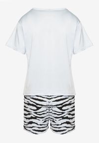 Renee - Jasnoniebieski Komplet Piżamowy z Bawełny T-shirt i Szorty z Motywem Zebry Milaria. Kolor: niebieski. Materiał: bawełna. Wzór: motyw zwierzęcy
