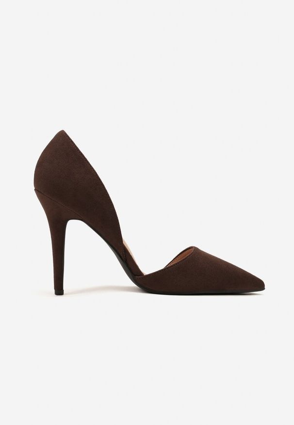 Renee - Brązowe Szpilki z Ozdobnymi Wycięciami Rriana. Okazja: na spacer, na co dzień. Kolor: brązowy. Materiał: jeans. Obcas: na szpilce. Styl: elegancki, casual, klasyczny