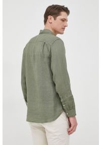 Pepe Jeans koszula lniana PARKERS męska kolor zielony regular z kołnierzykiem klasycznym. Typ kołnierza: kołnierzyk klasyczny. Kolor: zielony. Materiał: len. Styl: klasyczny #4