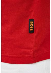 BOSS Orange - Boss Orange t-shirt bawełniany BOSS ORANGE kolor czerwony z nadrukiem. Kolor: czerwony. Materiał: bawełna. Długość rękawa: krótki rękaw. Długość: krótkie. Wzór: nadruk. Styl: klasyczny #4